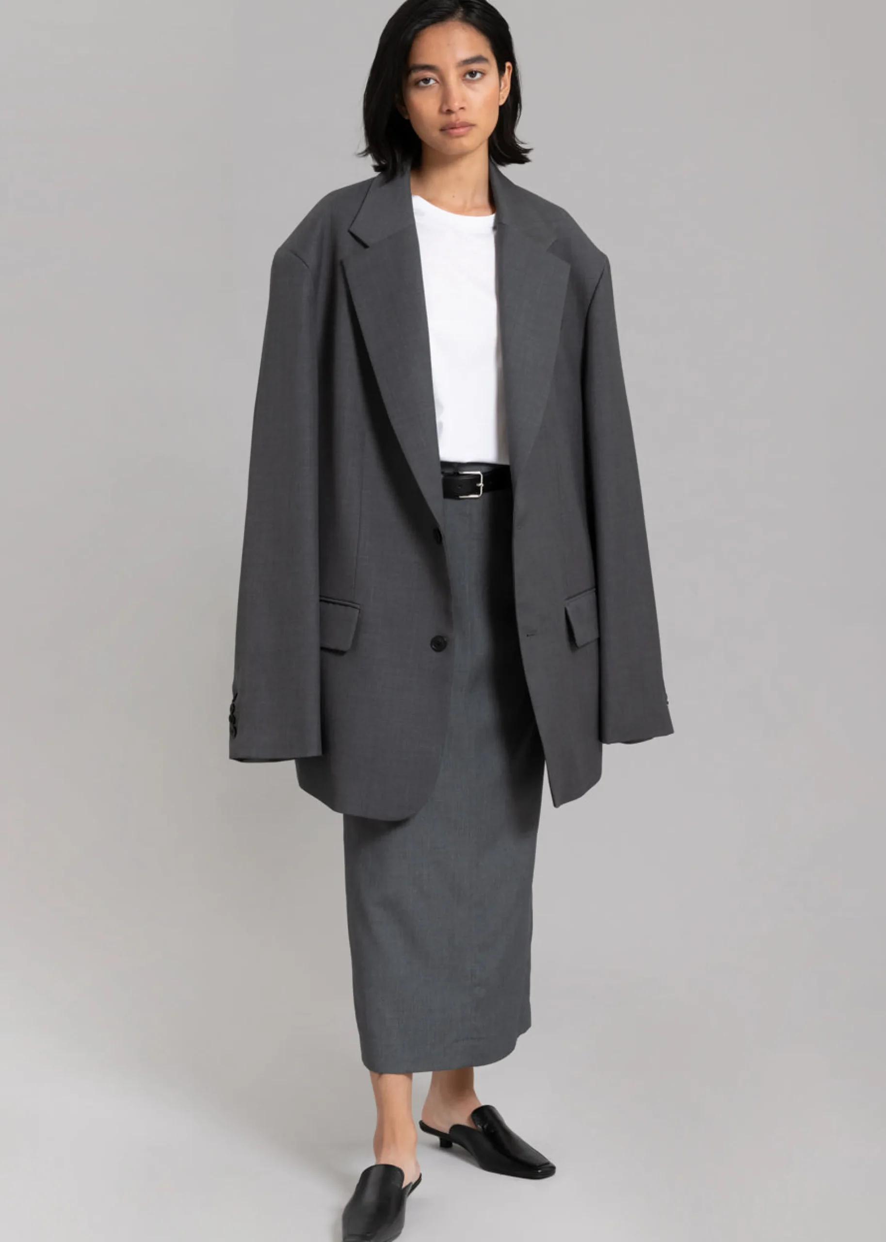 The Frankie Shop Dee Maxi Oversized Blazer Charcoal Best