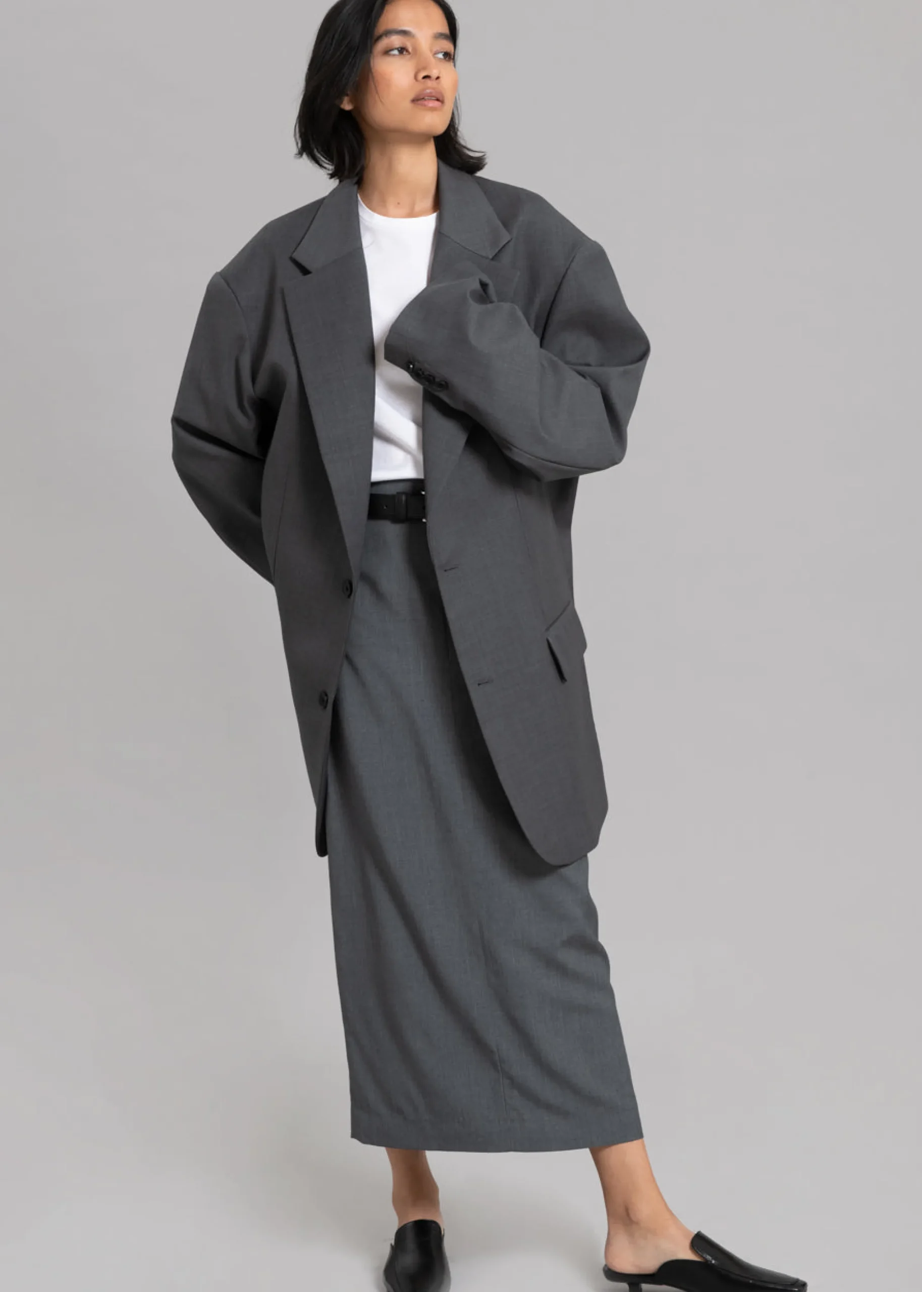 The Frankie Shop Dee Maxi Oversized Blazer Charcoal Best