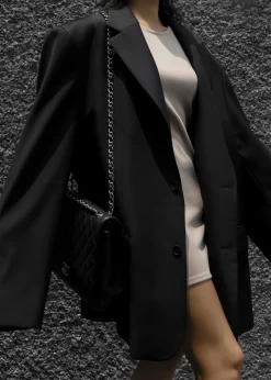 The Frankie Shop Dee Maxi Oversized Blazer Black New