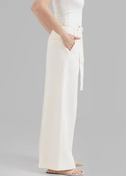 The Frankie Shop Delphi Belted Pants Cream Hot