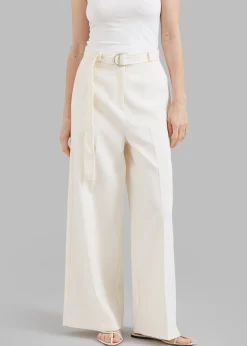 The Frankie Shop Delphi Belted Pants Cream Hot