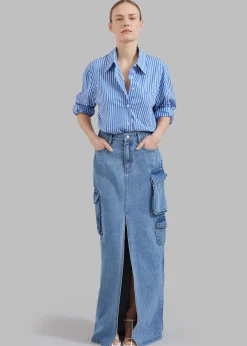 The Frankie Shop Denver Cargo Skirt Medium Wash Hot