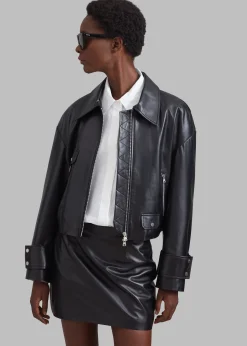 The Frankie Shop Derby Leather Jacket Black Best