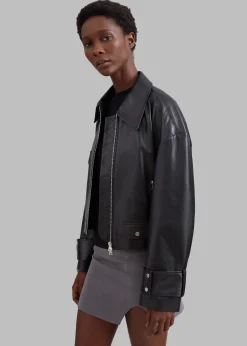 The Frankie Shop Derby Leather Jacket Black Best