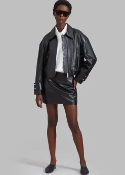 The Frankie Shop Derby Leather Jacket Black Best