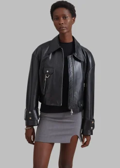 The Frankie Shop Derby Leather Jacket Black Best