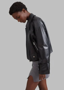 The Frankie Shop Derby Leather Jacket Black Best