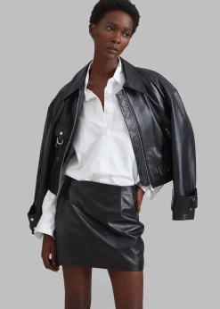 The Frankie Shop Derby Leather Jacket Black Best