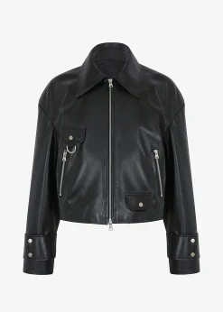 The Frankie Shop Derby Leather Jacket Black Best