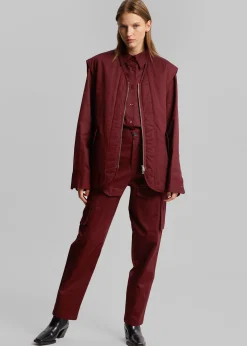 The Frankie Shop Devon Wide Zip Vest Burgundy