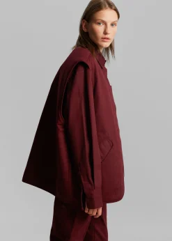 The Frankie Shop Devon Wide Zip Vest Burgundy