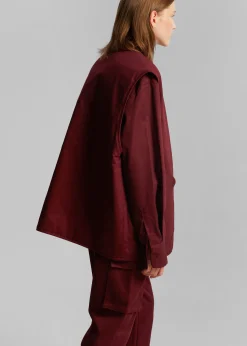 The Frankie Shop Devon Wide Zip Vest Burgundy