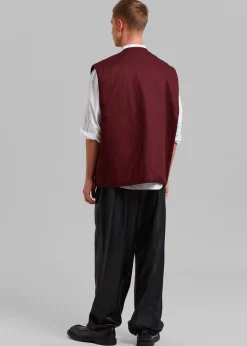 The Frankie Shop Devon Wide Zip Vest Burgundy