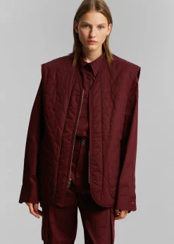 The Frankie Shop Devon Wide Zip Vest Burgundy
