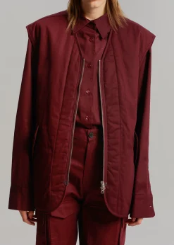 The Frankie Shop Devon Wide Zip Vest Burgundy
