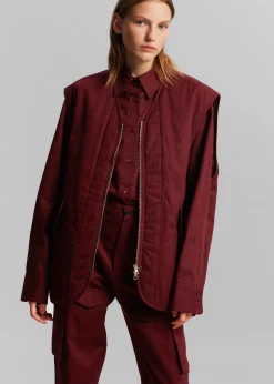 The Frankie Shop Devon Wide Zip Vest Burgundy