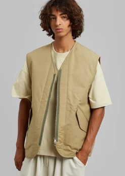 The Frankie Shop Devon Wide Zip Vest Pale Olive Online