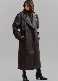 The Frankie Shop Diana Faux Leather Trench Coat Java Online