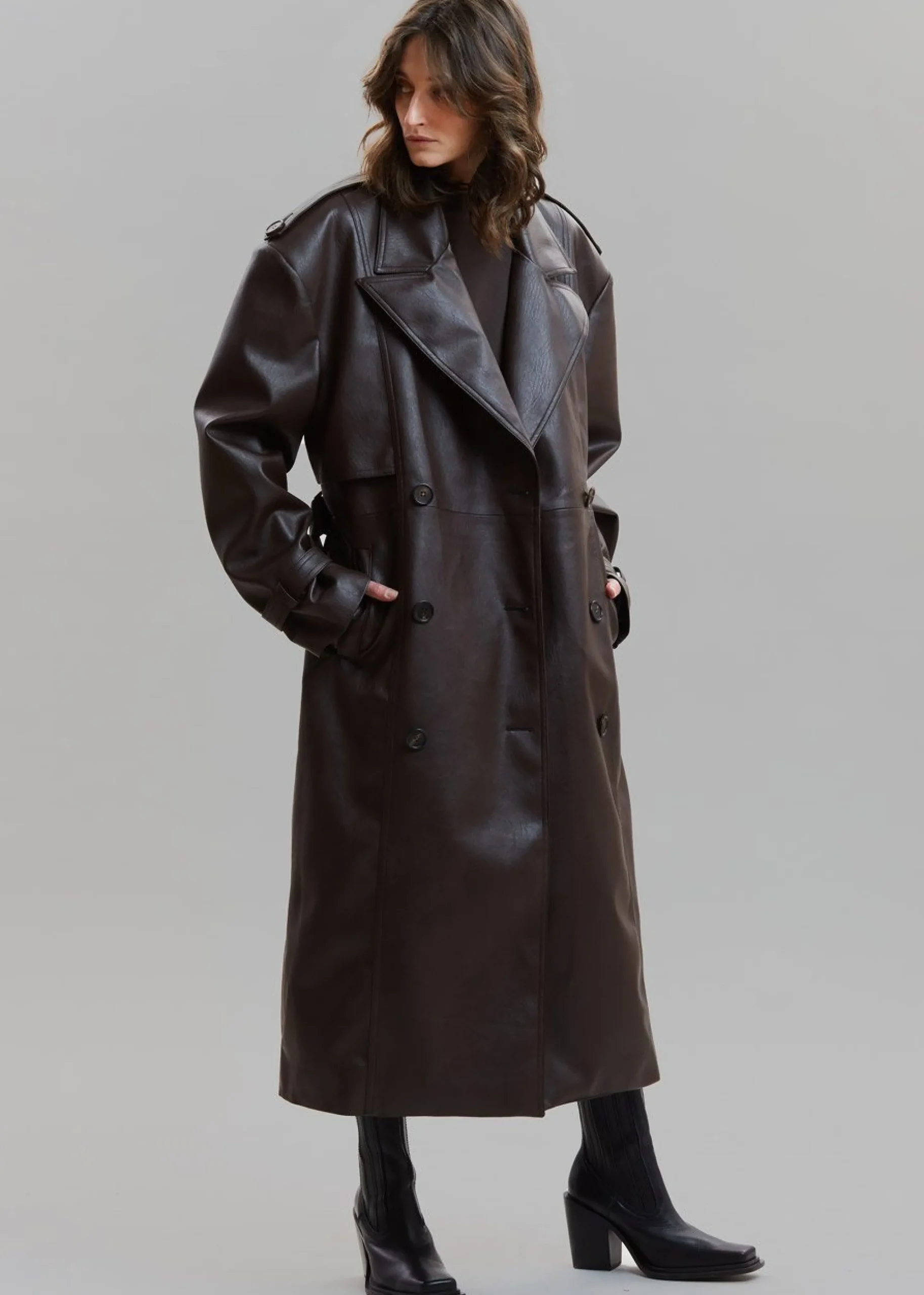 The Frankie Shop Diana Faux Leather Trench Coat Java Online