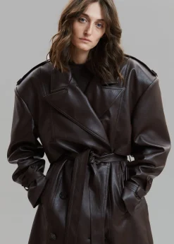 The Frankie Shop Diana Faux Leather Trench Coat Java Online