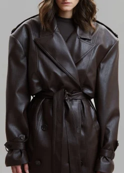 The Frankie Shop Diana Faux Leather Trench Coat Java Online