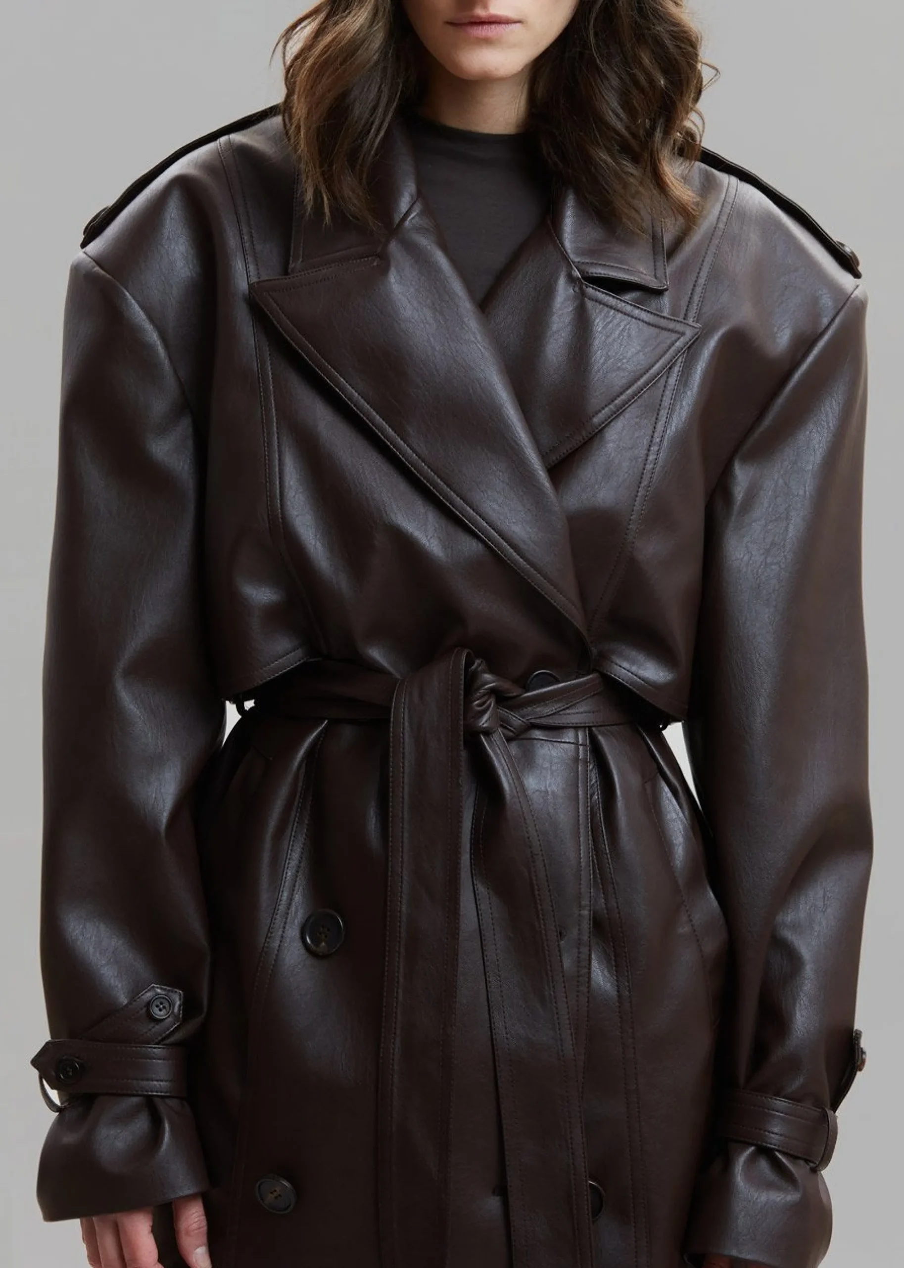 The Frankie Shop Diana Faux Leather Trench Coat Java Online