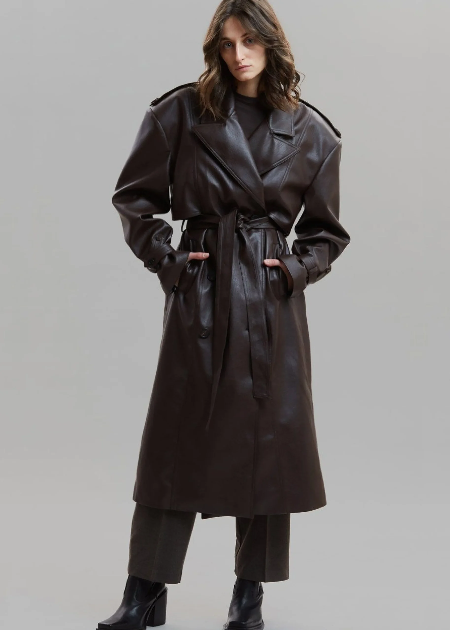 The Frankie Shop Diana Faux Leather Trench Coat Java Online
