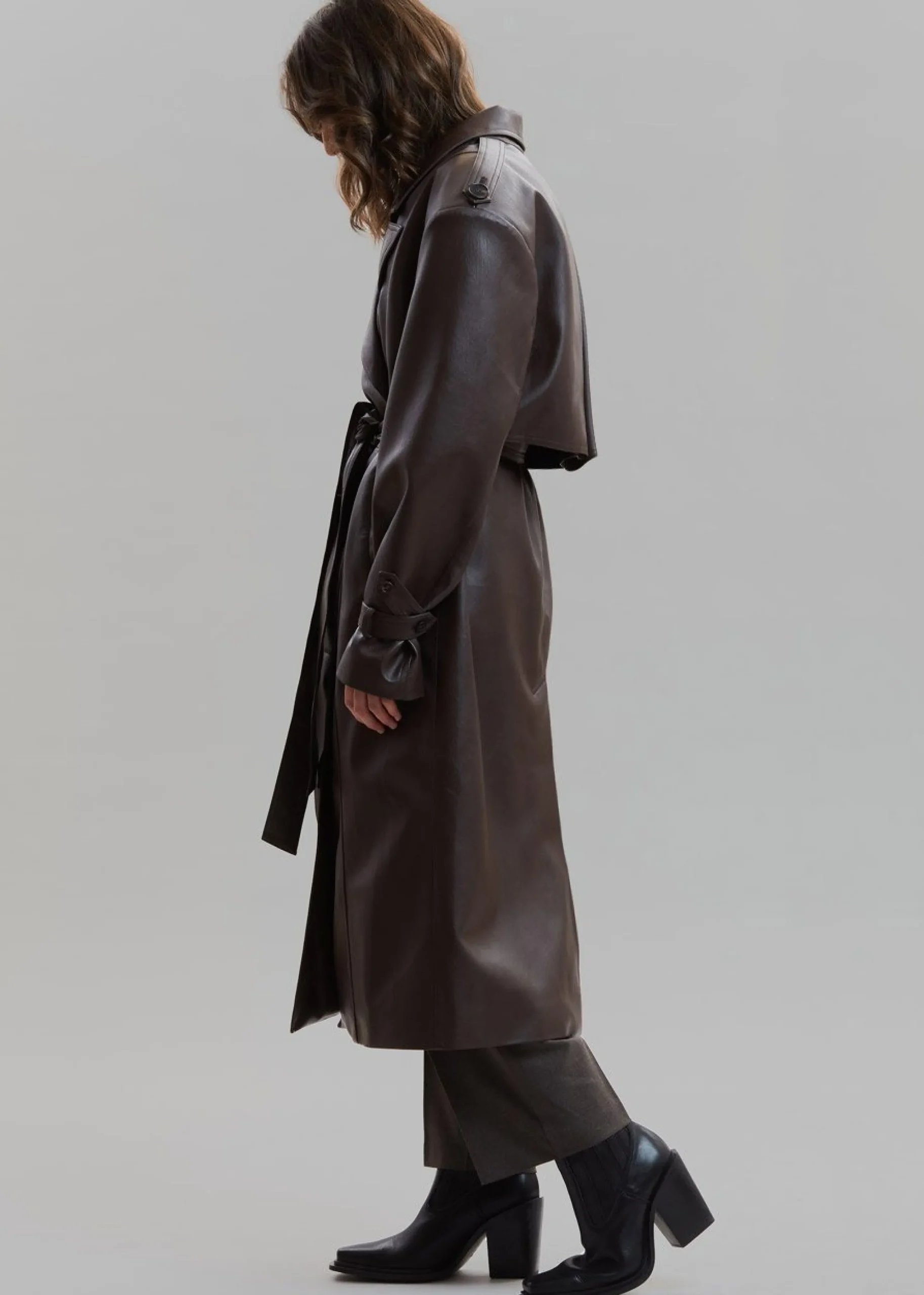 The Frankie Shop Diana Faux Leather Trench Coat Java Online