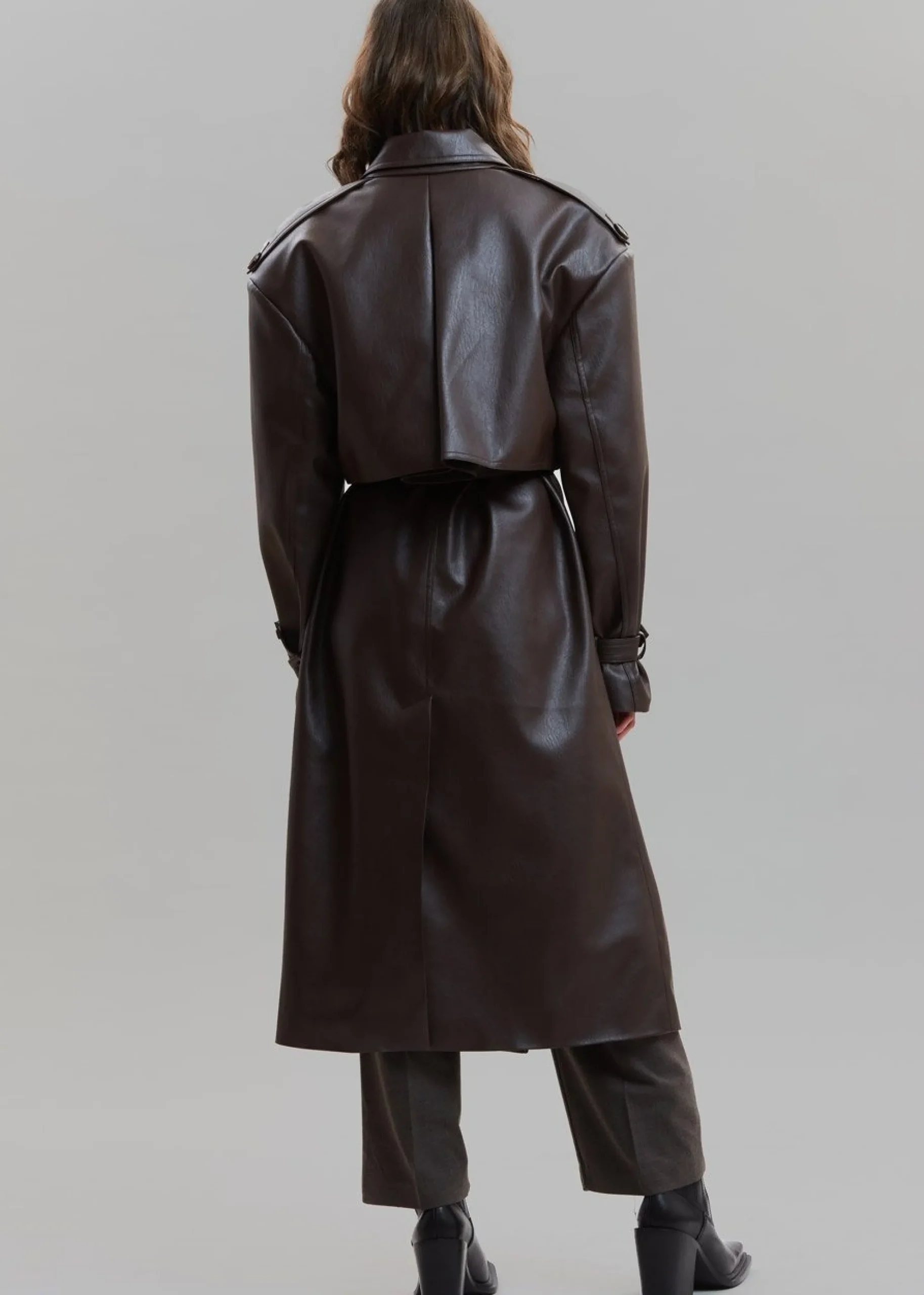 The Frankie Shop Diana Faux Leather Trench Coat Java Online