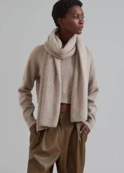 The Frankie Shop Dori Sweater & Scarf Set Taupe New
