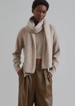 The Frankie Shop Dori Sweater & Scarf Set Taupe New