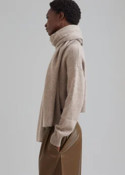 The Frankie Shop Dori Sweater & Scarf Set Taupe New