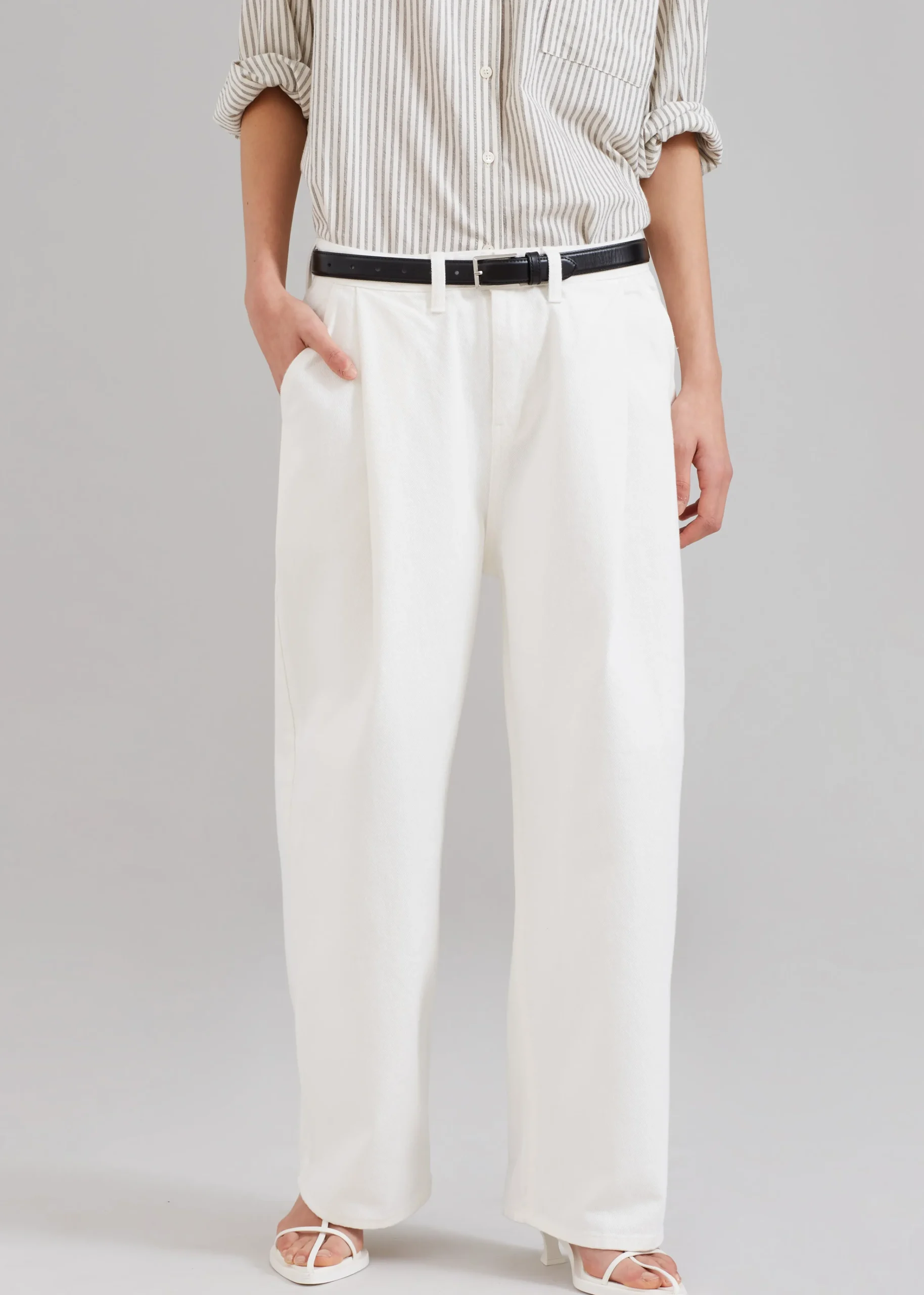 The Frankie Shop Drew Denim Pants White Discount