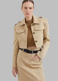 The Frankie Shop Eden Cropped Cargo Jacket Beige Clearance