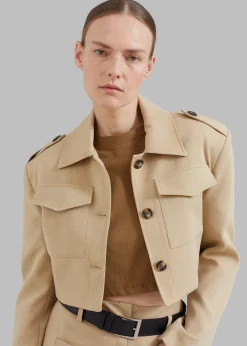 The Frankie Shop Eden Cropped Cargo Jacket Beige Clearance