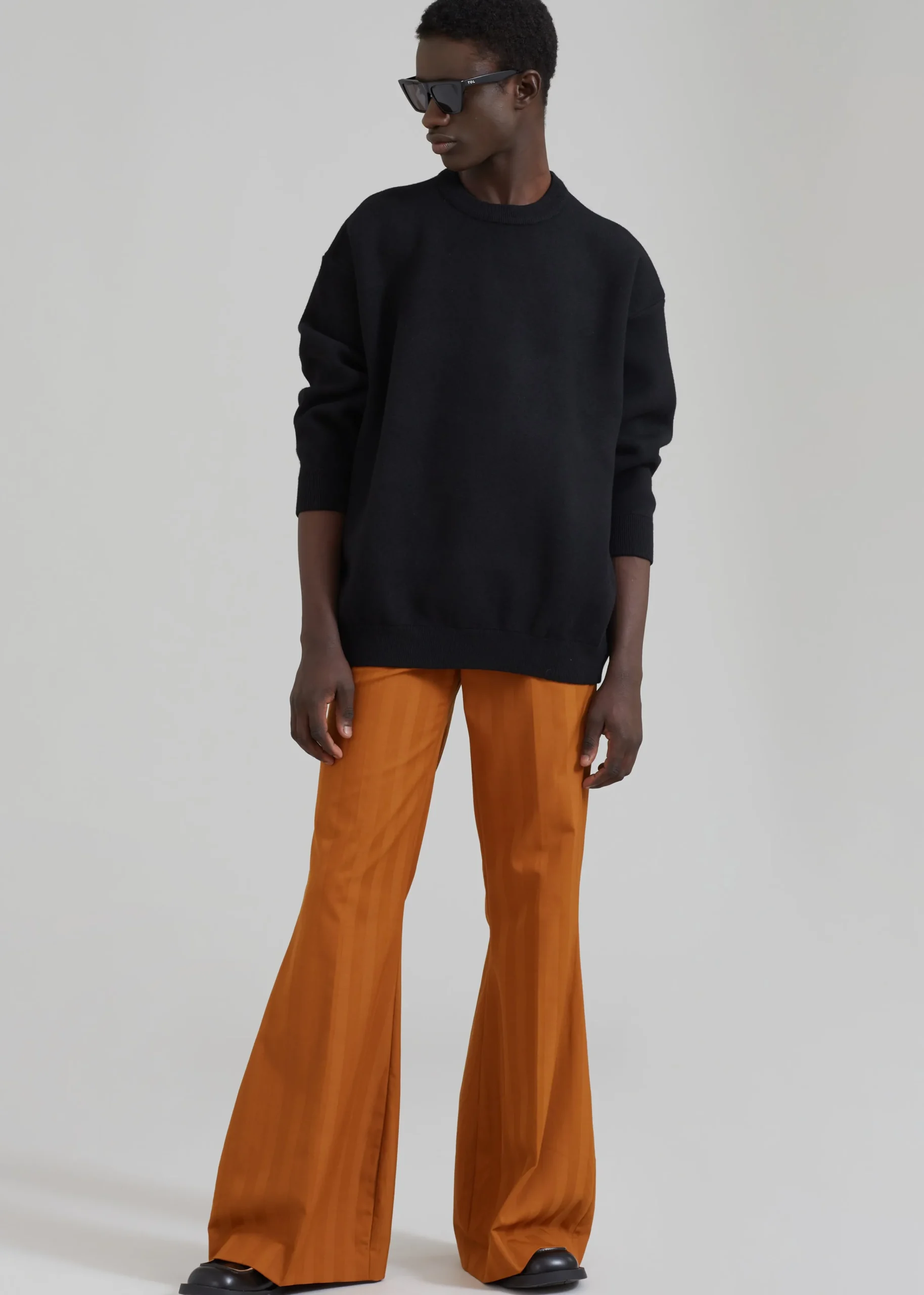 The Frankie Shop Egonlab Mega Flared Pants Orange Stripes Wool Best