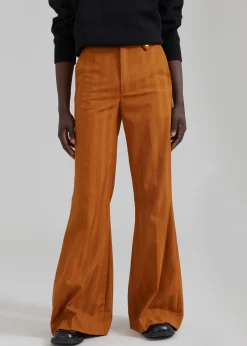 The Frankie Shop Egonlab Mega Flared Pants Orange Stripes Wool Best