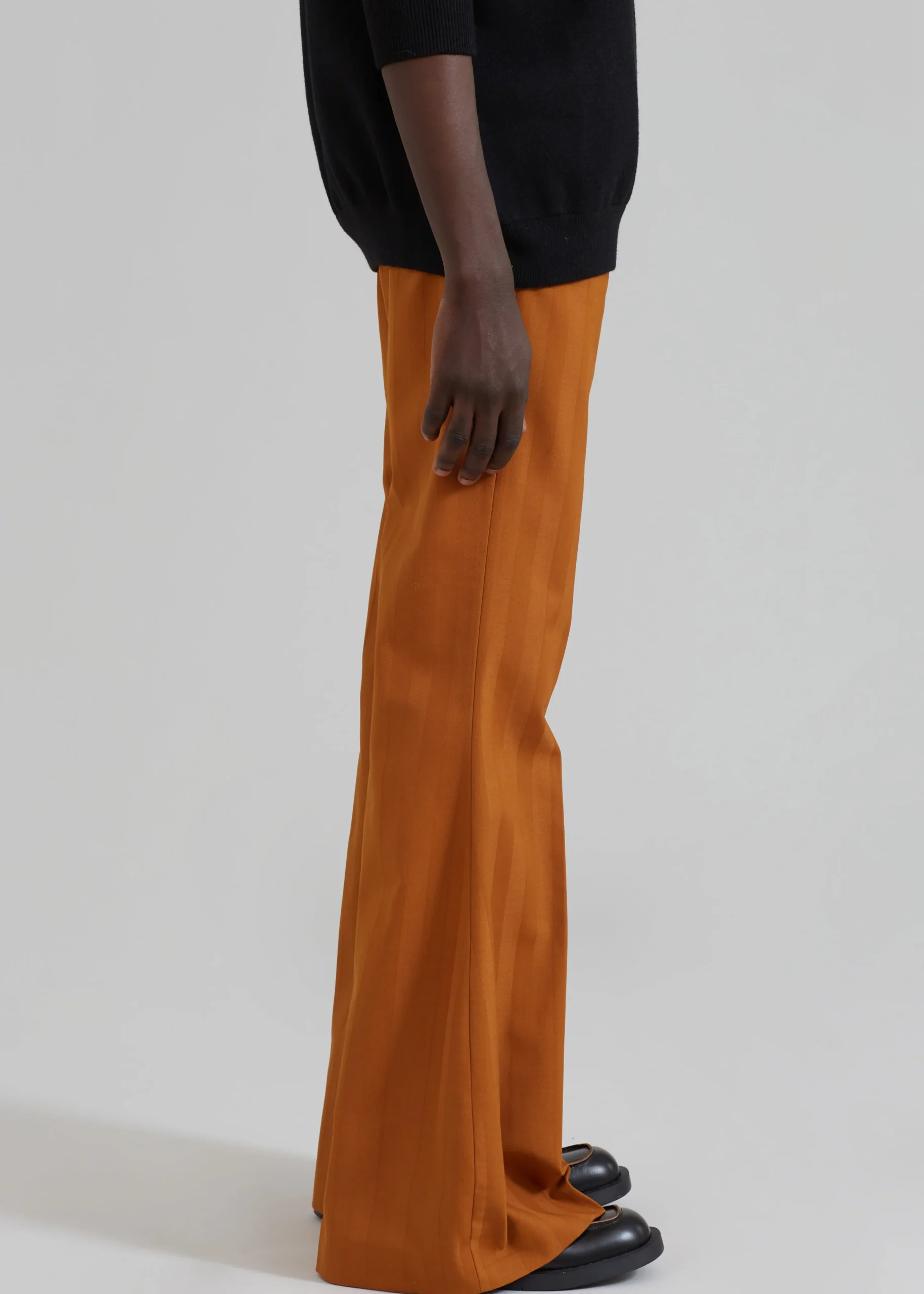 The Frankie Shop Egonlab Mega Flared Pants Orange Stripes Wool Best