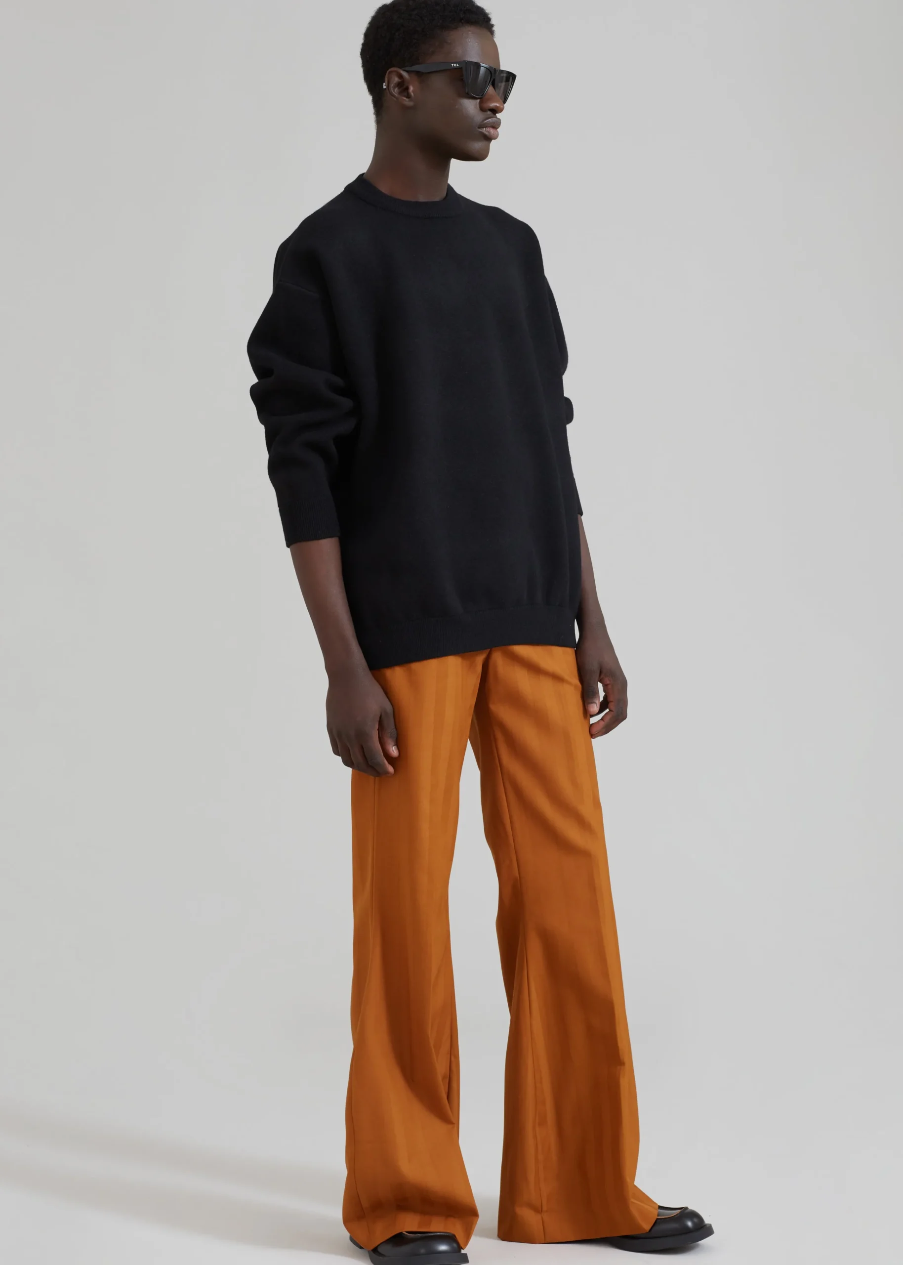 The Frankie Shop Egonlab Mega Flared Pants Orange Stripes Wool Best