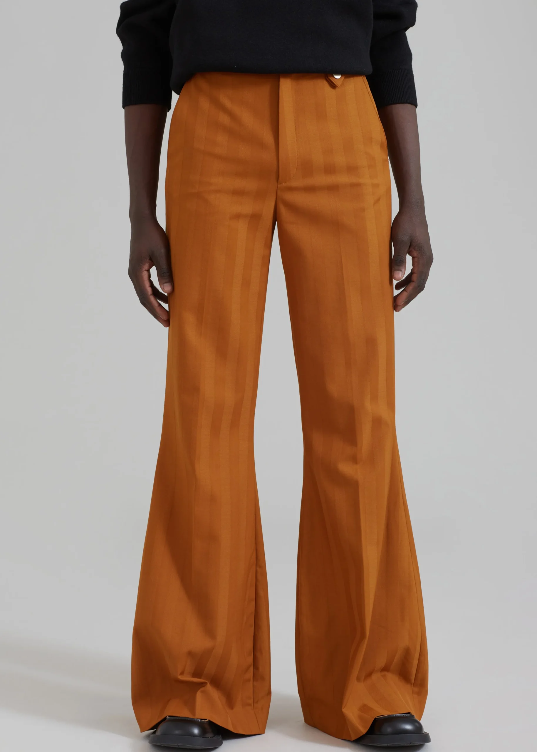 The Frankie Shop Egonlab Mega Flared Pants Orange Stripes Wool Best