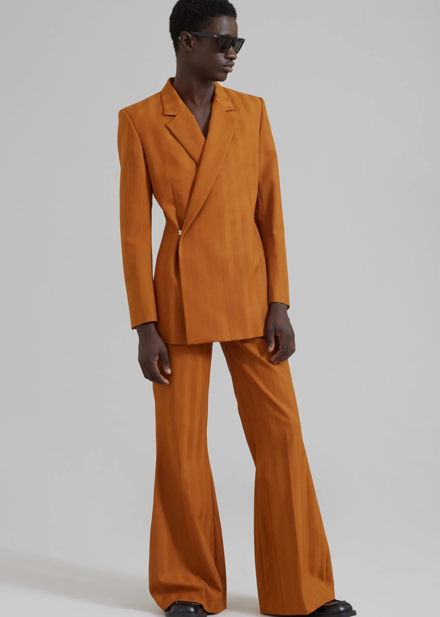 The Frankie Shop Egonlab Mega Flared Pants Orange Stripes Wool Best