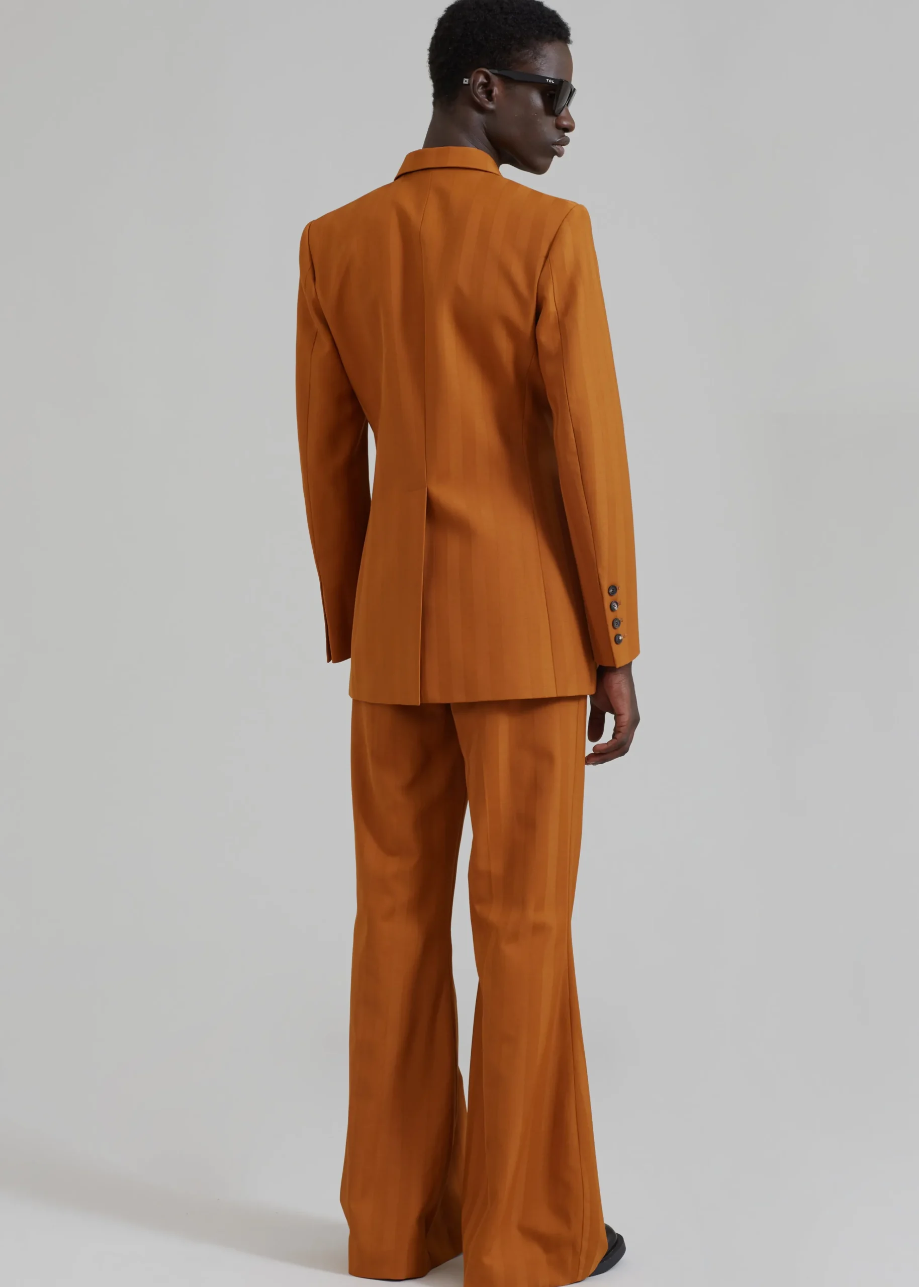 The Frankie Shop Egonlab Mega Flared Pants Orange Stripes Wool Best