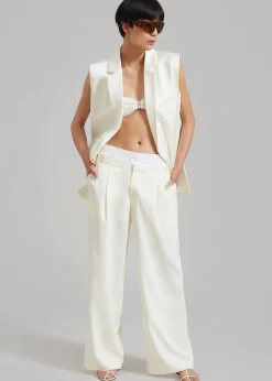 The Frankie Shop Ellie Darted Boxer Trousers Cream New