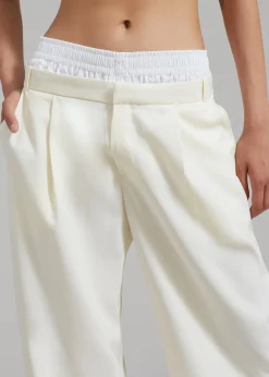 The Frankie Shop Ellie Darted Boxer Trousers Cream New