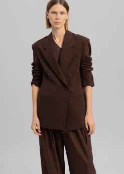 The Frankie Shop Elna Double Breasted Blazer Brown Discount