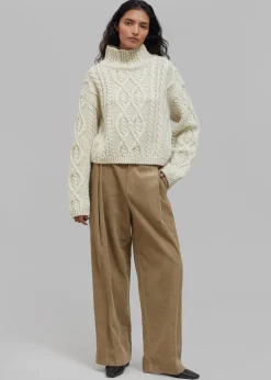 The Frankie Shop Estrid Corduroy Wide Pants Taupe Hot