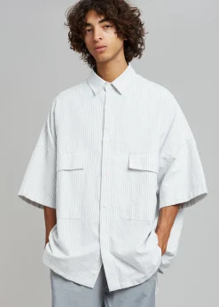 The Frankie Shop Ethan Pocket Shirt Slate Stripe Hot