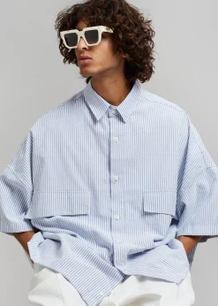 The Frankie Shop Ethan Pocket Shirt Blue Stripe Discount