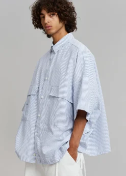 The Frankie Shop Ethan Pocket Shirt Blue Stripe Discount