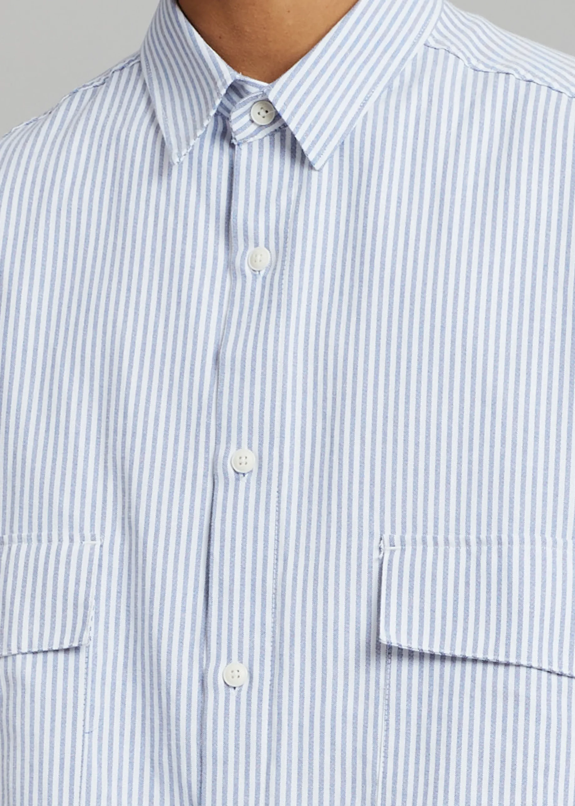 The Frankie Shop Ethan Pocket Shirt Blue Stripe Discount